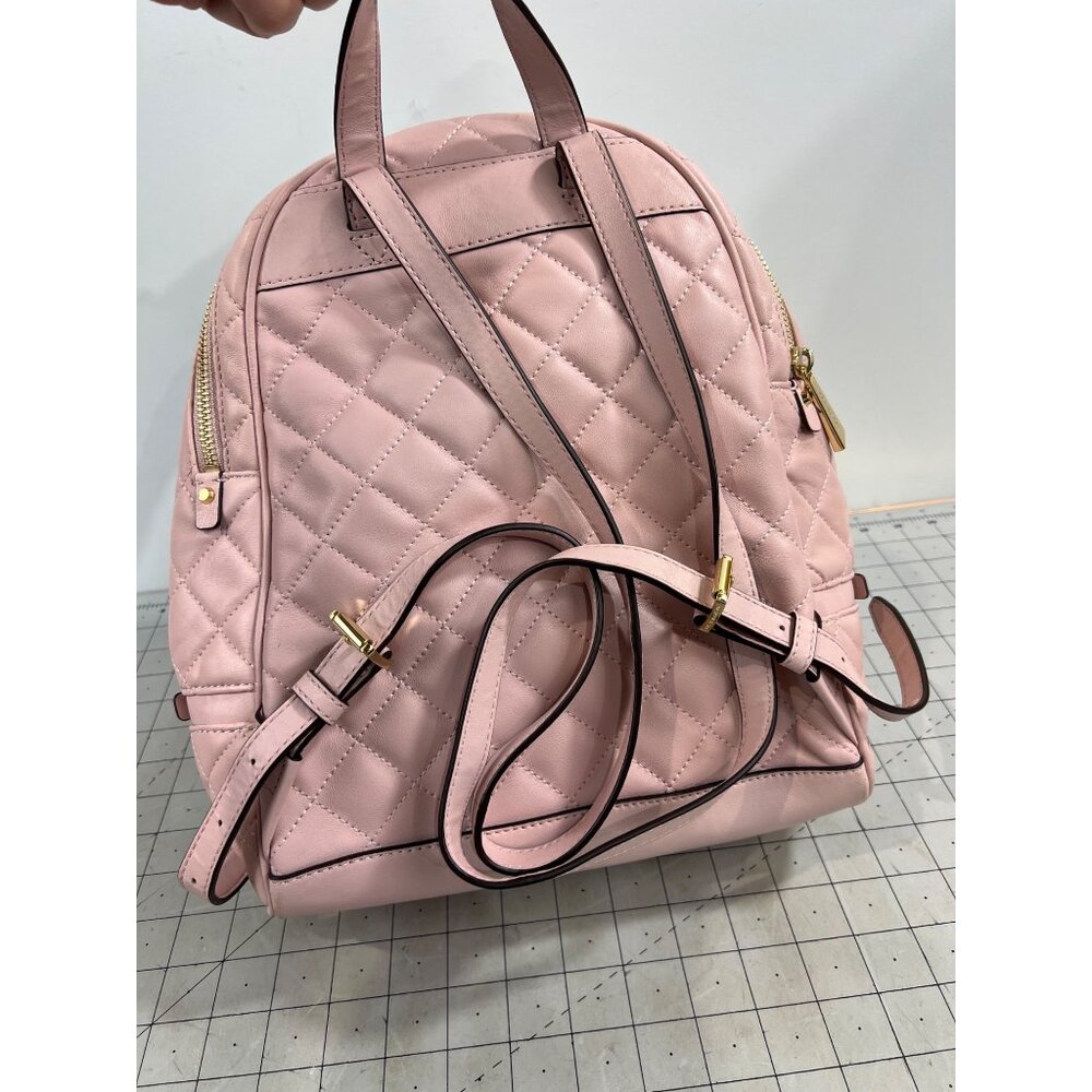 Michael Kors Quilted Pink Backpack Adjustable Gold Hardware Dust Bag - Picture 3 of 8